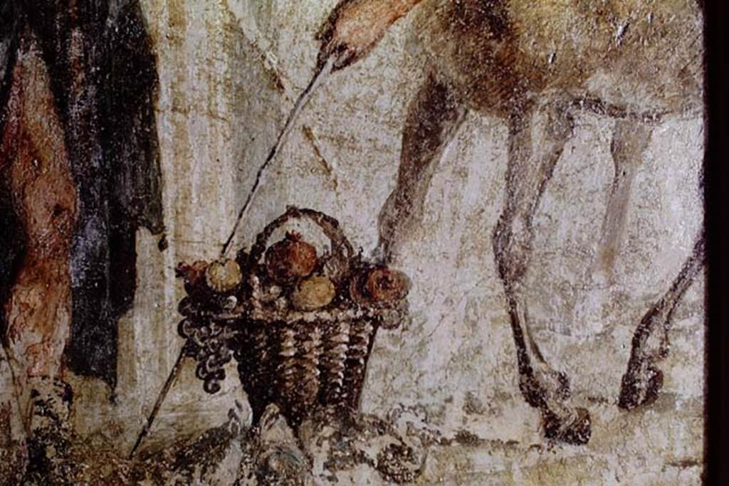 VII.2.16 Pompeii. 1968. Room 17, detail from painting on west wall of